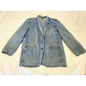 Lizwear 90s Western Stonewash Denim Blazer – Women’s 10 / Large